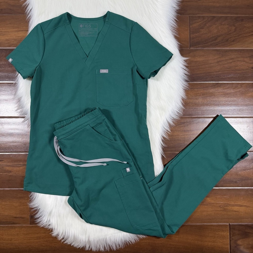 Figs Scrub Set Women's Size XS / XXS Green Catarina Top‎ Yola Skinny Pants